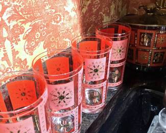 Vintage tumblers and ice bucket with lid