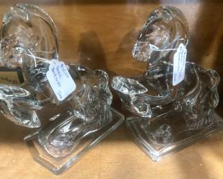Crystal horse bookends