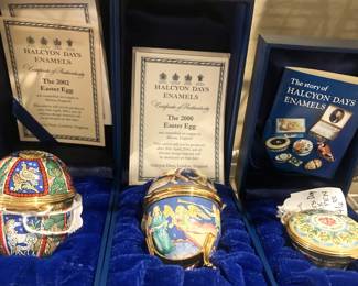 Some of the many Halcyon Days enamel boxes