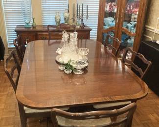 Dining table, chairs, china cabinet