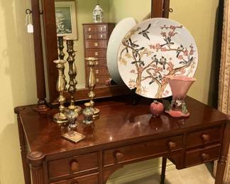 Antique dresser with attached mirror