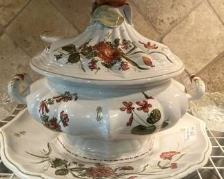 Tureen with underplate and serving spoon
