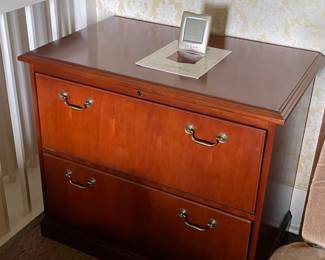 Cherry finish lateral file cabinet