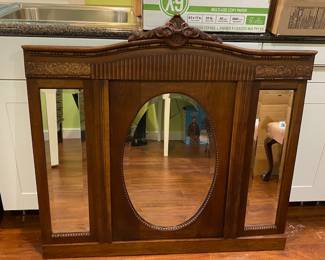 Antique oak bifold mirror