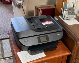 Cherry finish file cabinet and copier