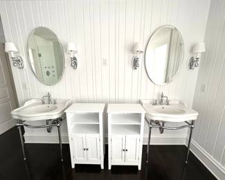 Sinks 28”Wx21 1/4” Dx36”H
White Cabinets: 19 3/4”Wx12”Dx36”H