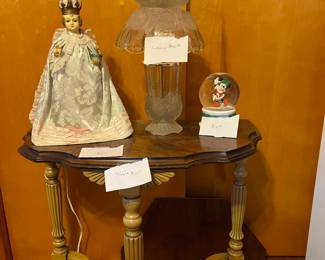 Infant of Prague, lamp, Minnie Mouse snow globe