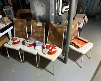 Set of four chairs and Christmas tins