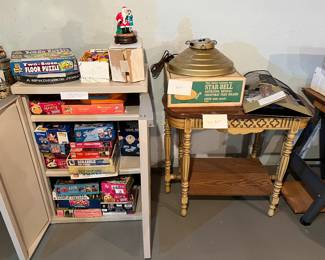 puzzles, tables, starbell Christmas tree stand