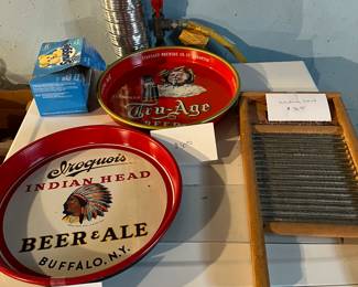 Vintage Iroquois Indian Head Beer & Ale  Buffalo NY, True Age Beer, washboard 