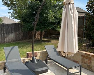 Sun Loungers, Umbrella and Stand