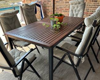 Expandable Outdoor Table and Reclining Chairs