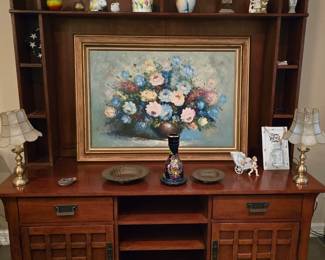 Credenza/Display Cabinet- 2 Pieces - Home Decor - Floral Painting