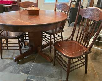 Base of Oak Table - Picture of one of the Chairs