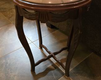 Antique Marble Top Round Side Table
