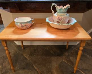 Antique Washbowl and Pitcher with Matching Chamber Pot