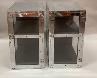 Two Antique Barber Antiseptic Glass Hanging Cabinets