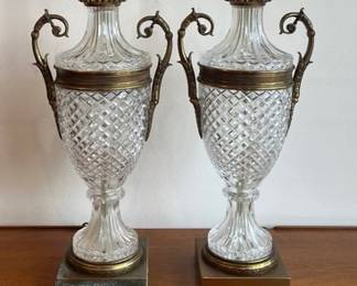 Pair Of French, Ormolu Mounted, Baccarat Style Crystal Lamps