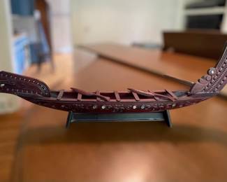 Maori Tekoteko Vintage Hand-Carved Longboat