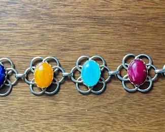 Turquoise Coral Sterling Silver Bracelet