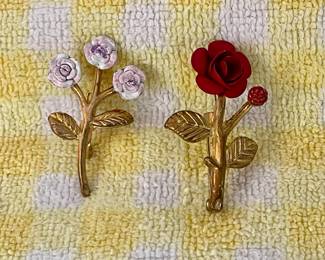 1950s Enamel & Goldtone Brooches
