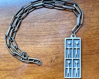 Swedish MCM Roland Landerholm Modernist Pewter Pendant