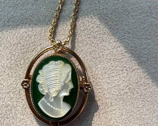 Vintage 1/20 14k Gold Cameo Chain/Pendant (with matching earrings)