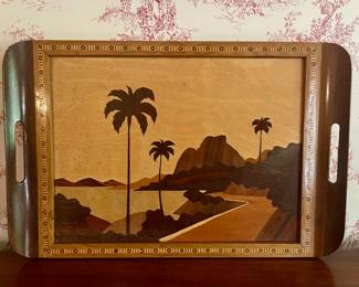 Tropical Inlaid Wood Tray