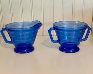 Hazel Atlas 1930s Cobalt Blue Creamer/Sugar Set