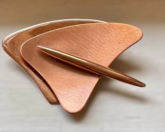 Renoir Signed Copper Modernist Brooch - Circa 1950s