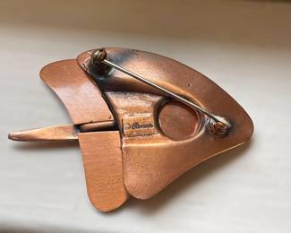 Renoir Signed Copper Modernist Brooch - Circa 1950s