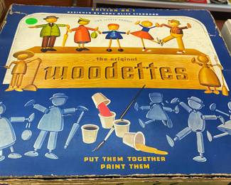 Vintage Woodettes Wooden Doll Activity Set