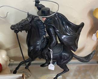 Vintage Zorro Rider with Horse, Hat and Cape
