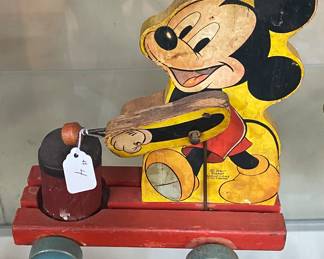 Old Mickey Mouse Drummer Pull Toy