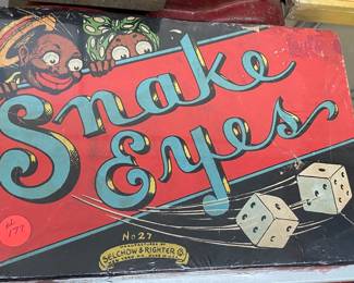 Early Selchow Snake Eyes Board Game with Americana Graphics