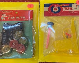 Vintage Automatic Cap Pistol and Safety Dart Pistol in Original Packaging