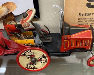 Old Tin Litho Wind-up Marx Whoopee Krazy Car (Non-working)