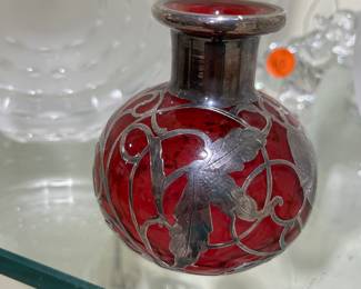 Silver Overlay Perfume Bottle