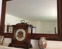clock, old mirror with carvings