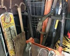 yard equipment in shed