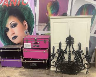 Chests, armoire, chandelier 