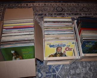 Lots of vinyl records from the 1950s & 1960s, many in great condition despite age.