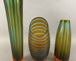 Three Cyan Design Vases
