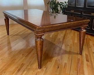 Custom Italian Tuscan Style Dining Table With A Painted Bronze Blurled Wood Finish
