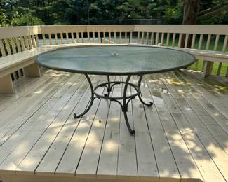 Brown Jordan Glass Top Aluminum Dining Table
