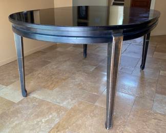 American Of Martinsville Oval Ebonized And Gilt Dining Table
