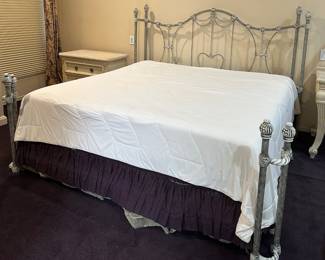 White Painted Wrought Iron King Bed
