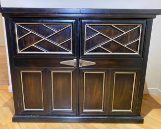 American Of Martinsville, Chinoiserie Style Ebonized And Gilt Server, Circa 1940
