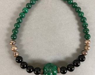 Malachite And Onyx Choker Necklace
