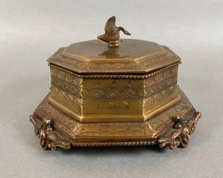 Lidded Metal Decorative Box Made In India
